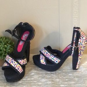 Stylish Black and Multicolor Platform Heels